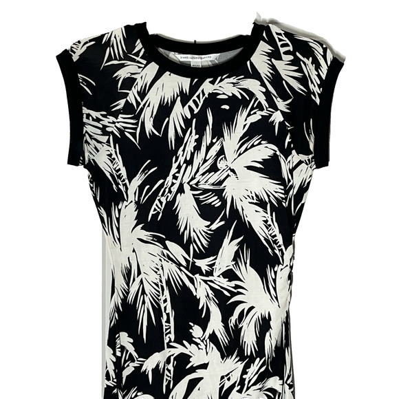 Diane Von Furstenberg Silk Knit Sheath Dress 6 Black White Palms - Runs SMALL - Picture 3 of 14